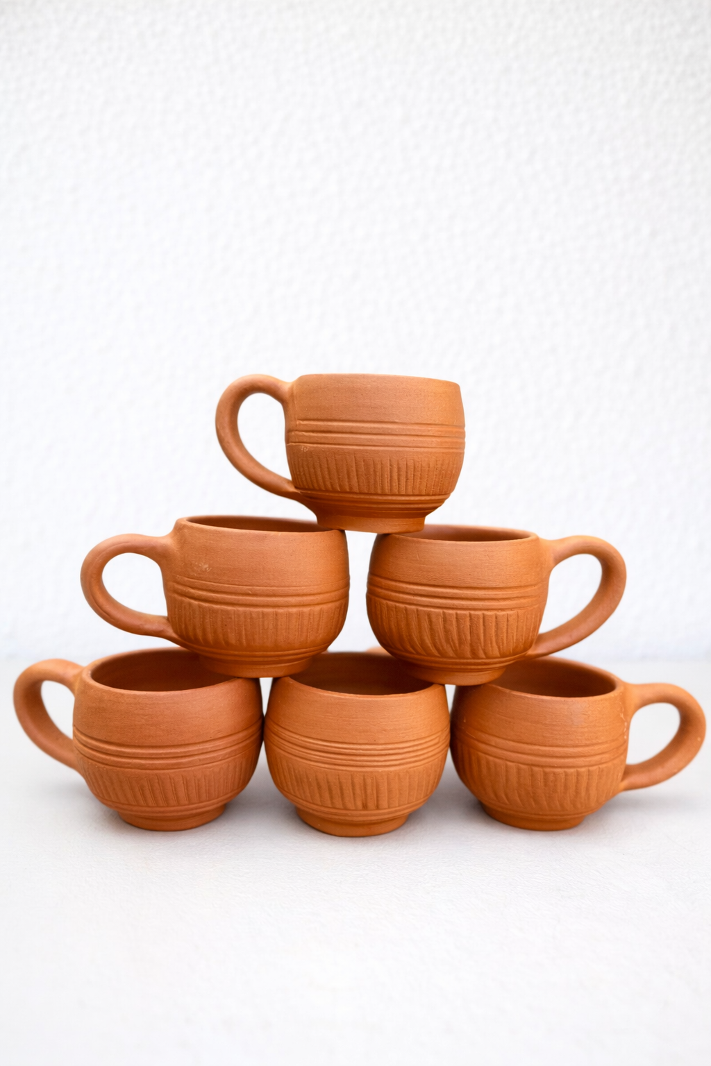 Natural Clay Tea Cups set of 6 pcs( D RING)