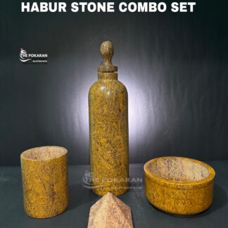 Habur Fossil Stone Premium Combo Set – Bottle, Glass, Pyramid & Curd Pot