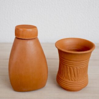 Mini Terracotta Water Bottle with Glass – 250 ml
by THE POKARAN POTTERY