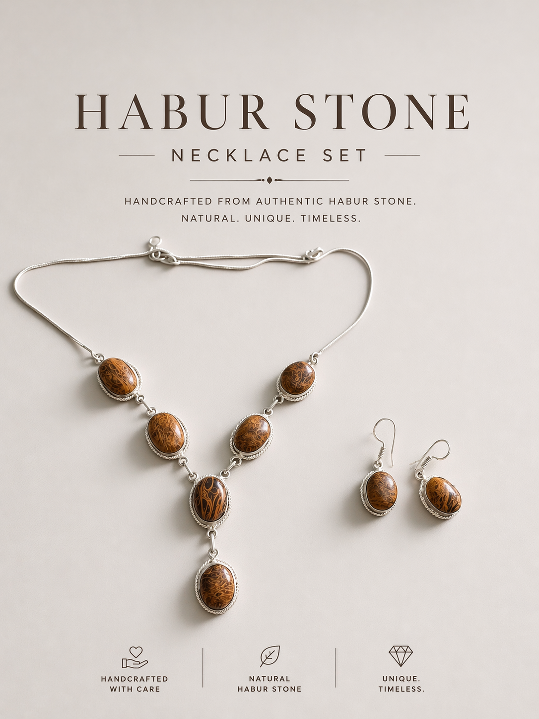 Habur Stone Necklace Set by THE POKARAN POTTERY